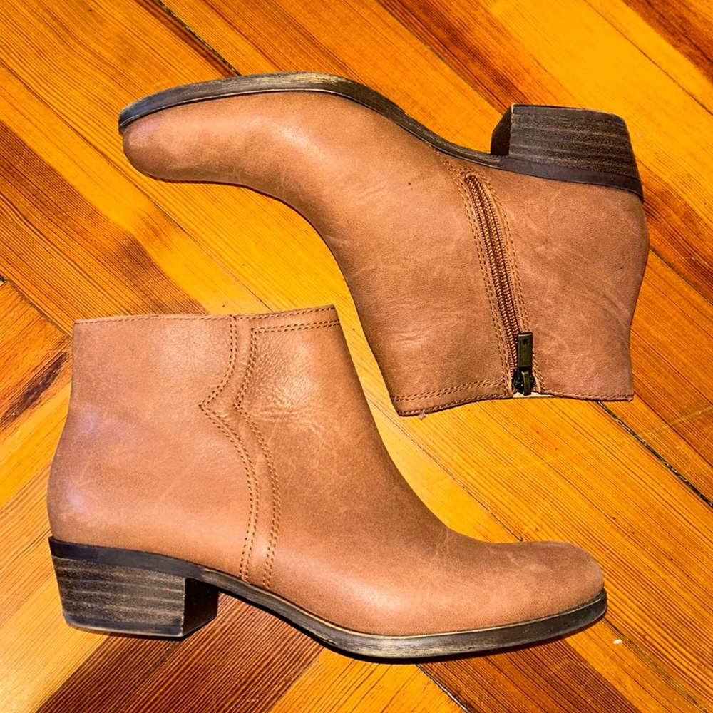 Lucky Brand Cognac Leather Ankle Boots